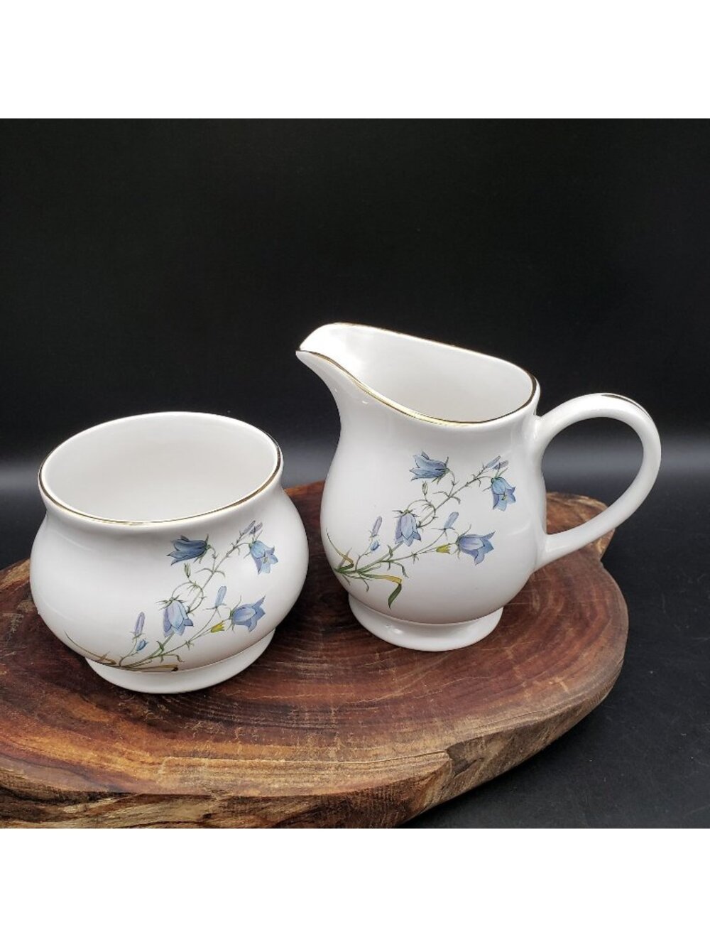 Sadler England 3937 Bluebell Harebell Creamer Sugar Bowl Gold Trim Set